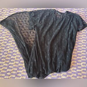 ✨Blackmilk long hi-low sheer polka dot dress, sz L.